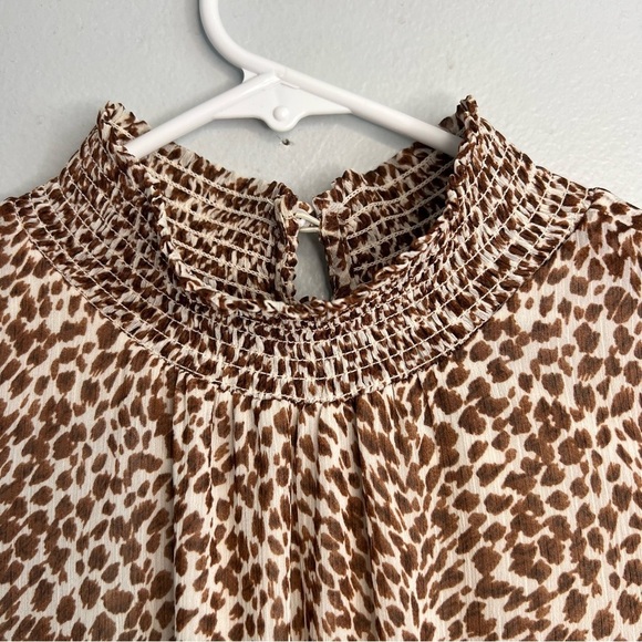 1. STATE sleeveless animal print smock neck tiered midi dress Waistband Sz M - Picture 4 of 15